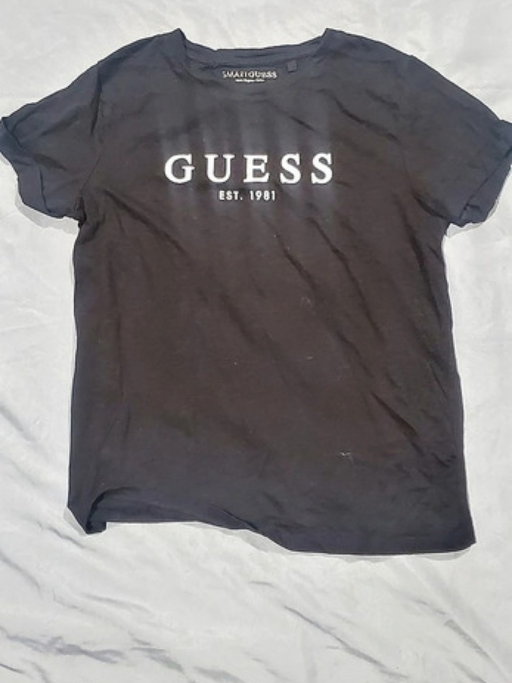 GUESS Smart Guess Logo Tee Logo Tee in Black Size Small